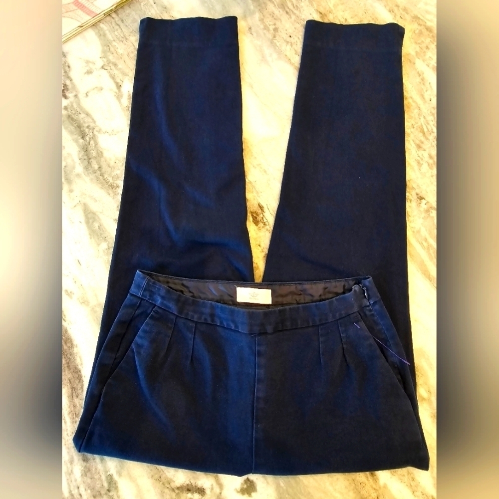 Dockers Women’s Navy Blue Stretch Trousers Size 2 Side Zip Flat Front Pants